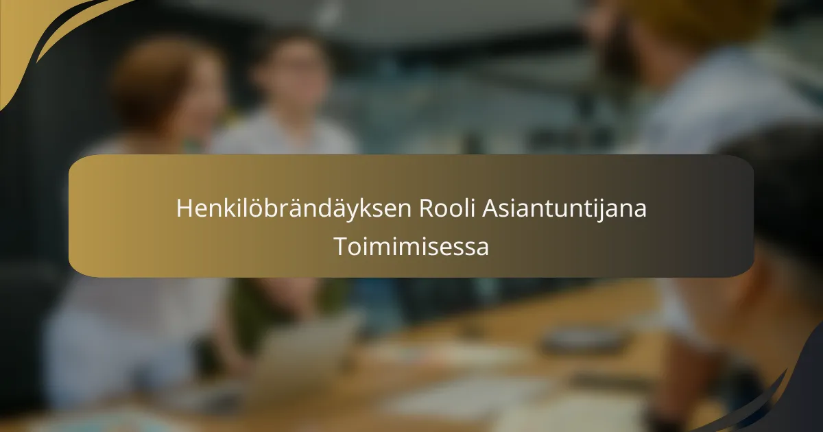 Henkilöbrändäyksen Rooli Asiantuntijana Toimimisessa